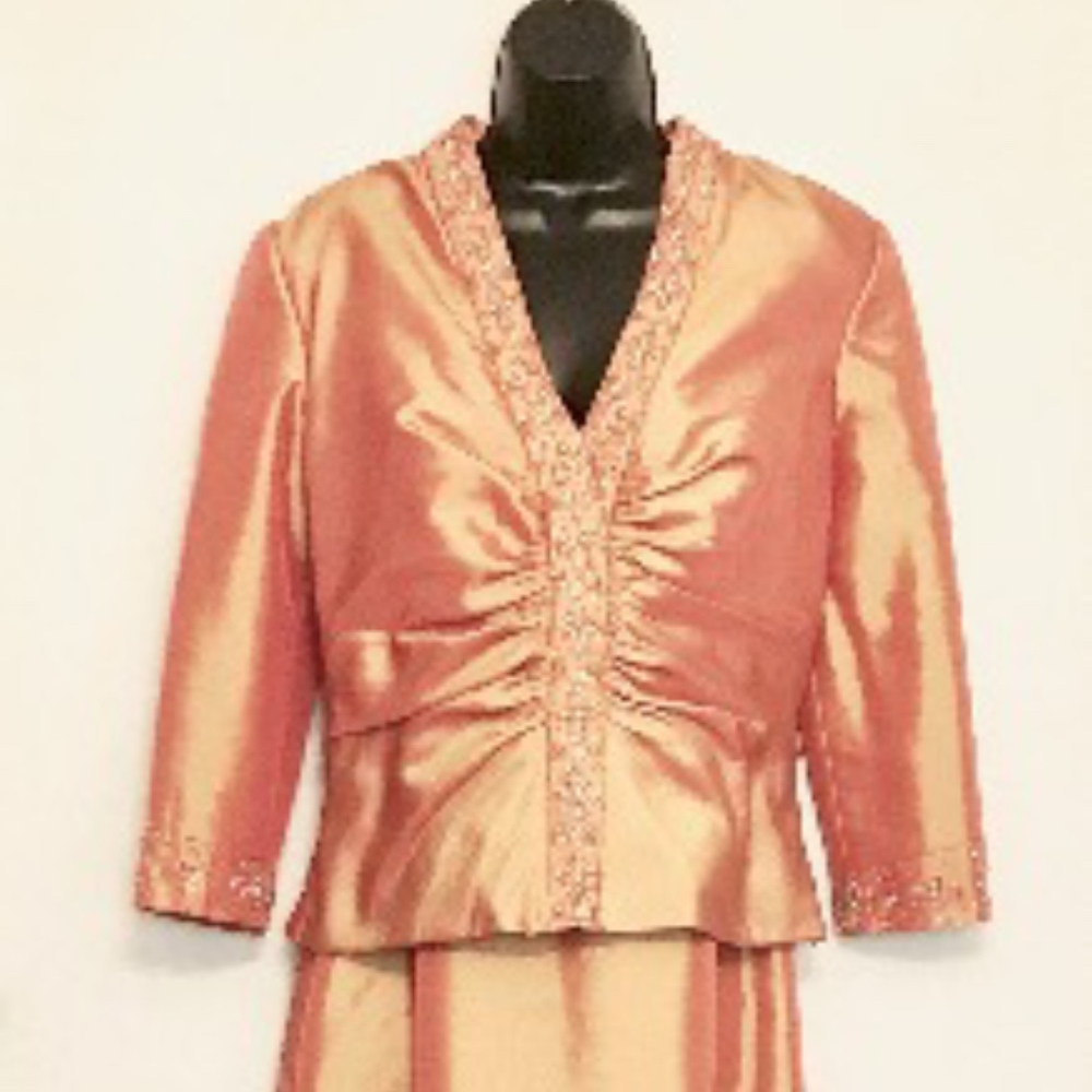 Burnt Orange Beaded Event Gown   VS376